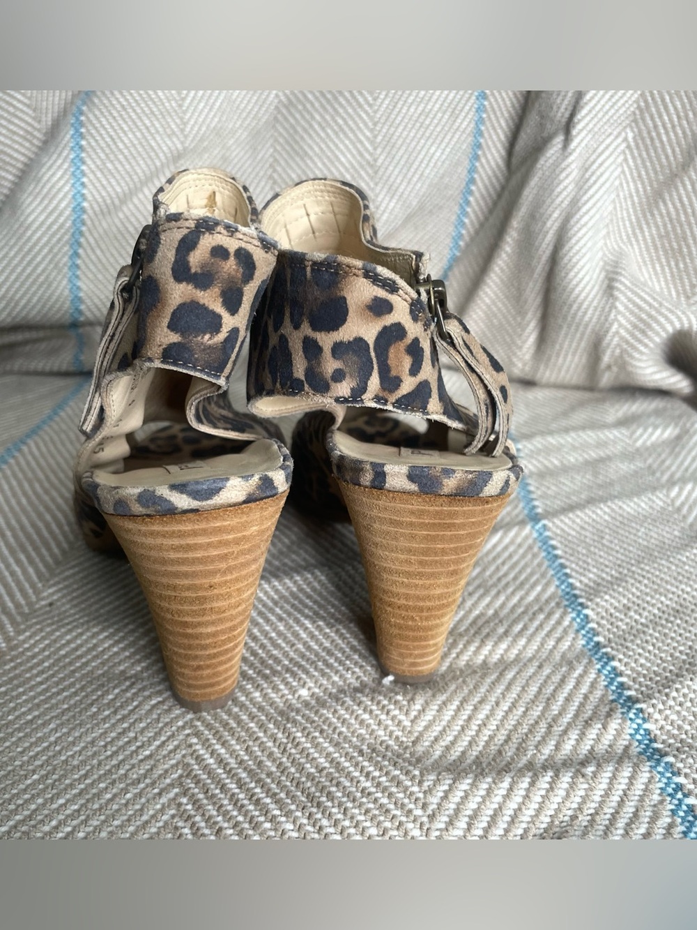 Paul Green Leopard Print Leather Open Toe Ankle Booties Zip Heels Sz 4UK 6.5 US - Picture 6 of 10